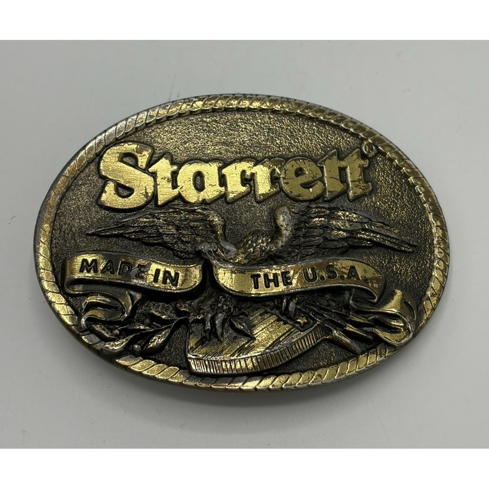 Starrett Made in the USA Eagle Brass Belt Buckle Western Americana Metal